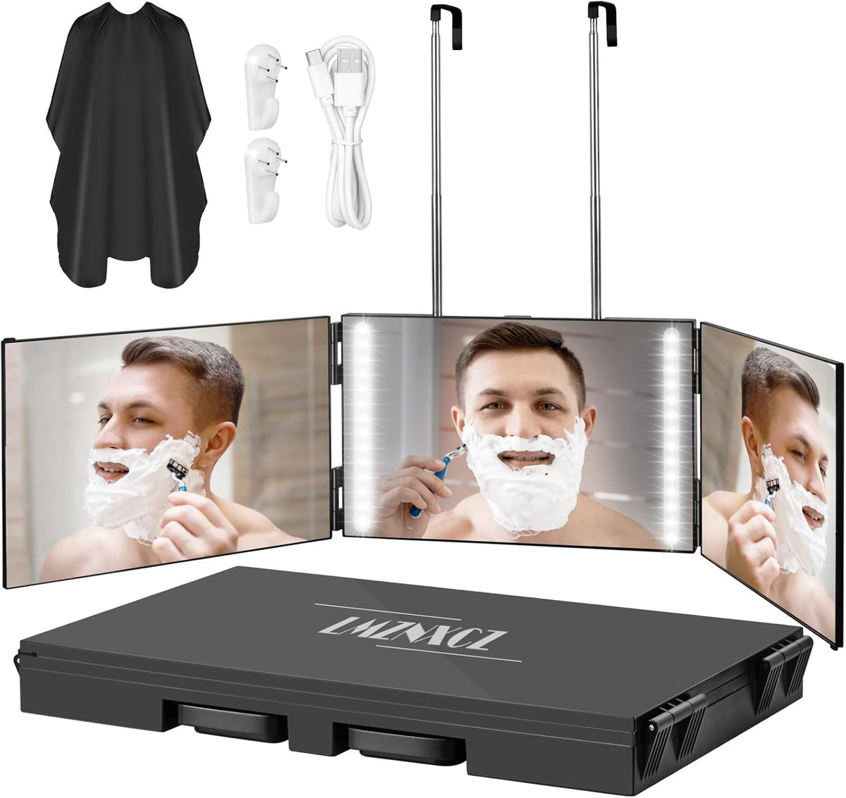 MirrorPro Mozco™                                 3-Way Trifold LED Mirror for Hair Cutting, Styling & Grooming