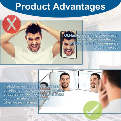 MirrorPro Mozco™                                 3-Way Trifold LED Mirror for Hair Cutting, Styling & Grooming