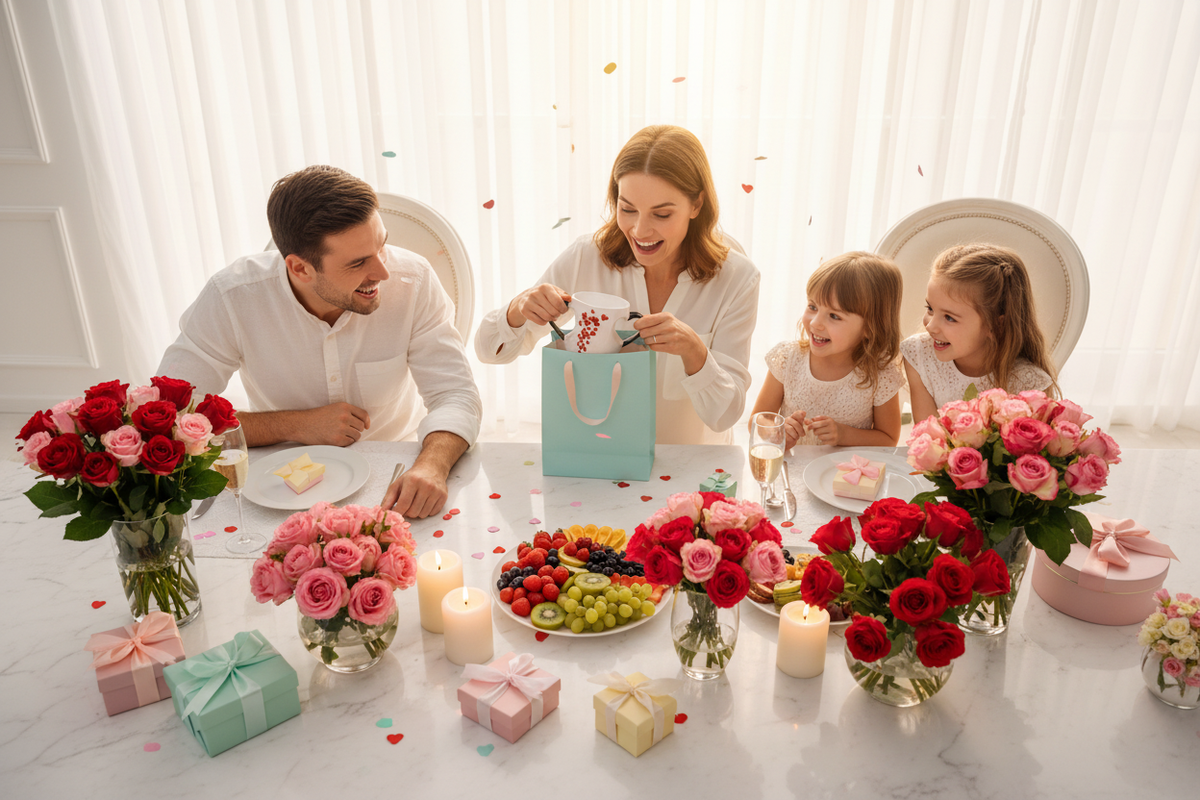 Family Mothers Day breakfast celebration