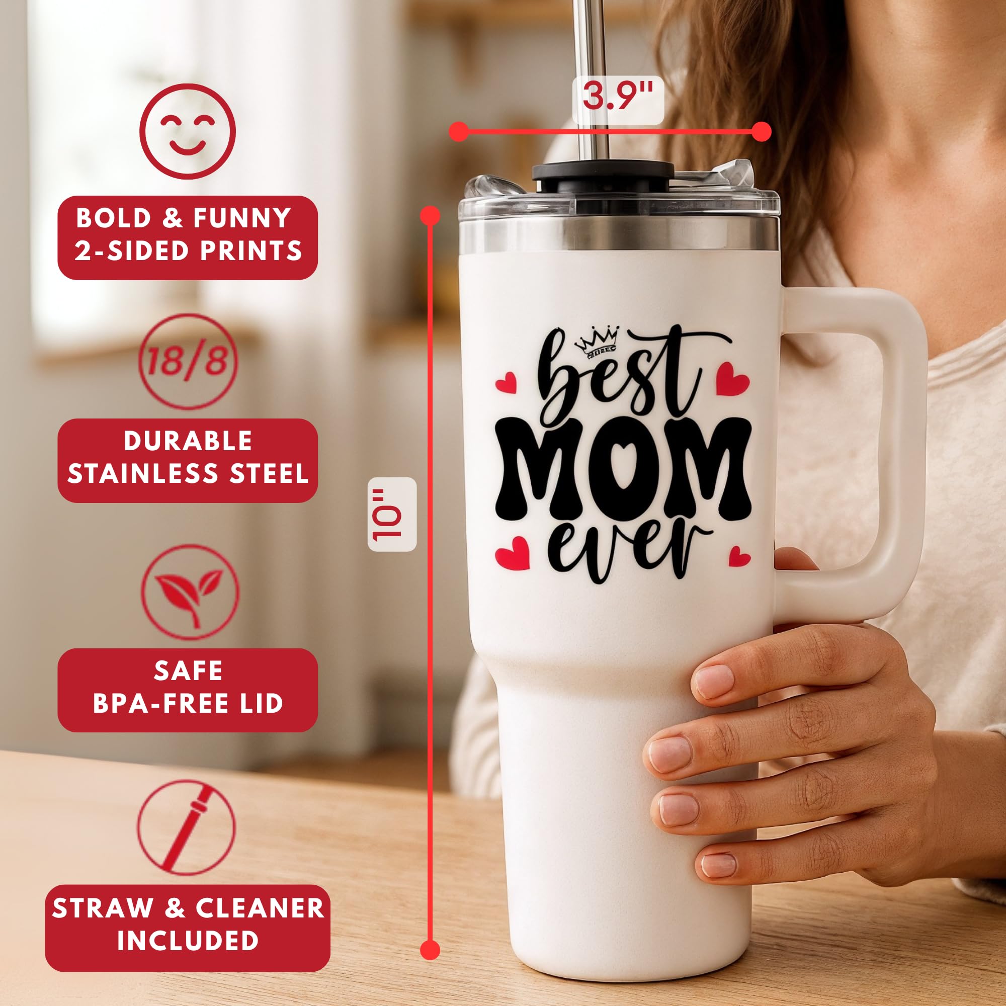 ❤️ Best Mom Ever Tumbler  #1 Mum Gift